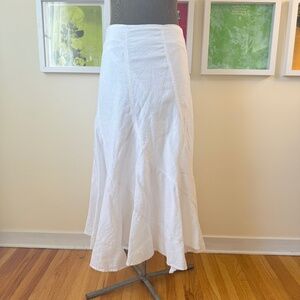 🤍 Y2K White Linen Midi Skirt